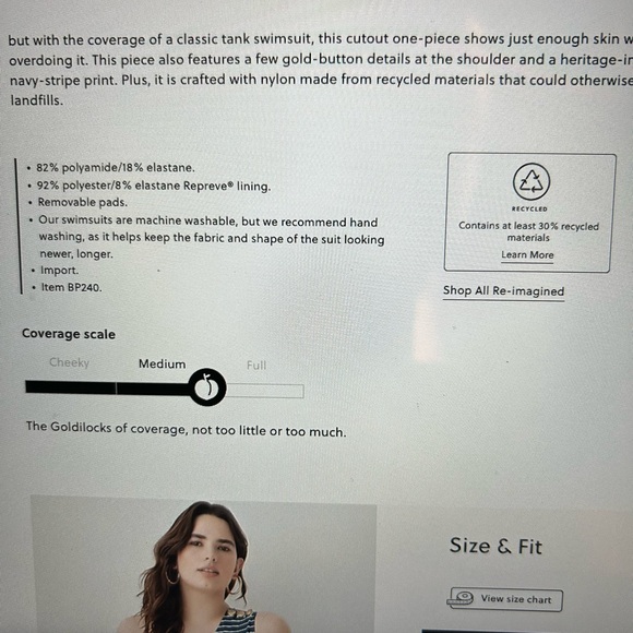 J Crew Navy Stripe Cutout One Piece - Picture 6 of 7